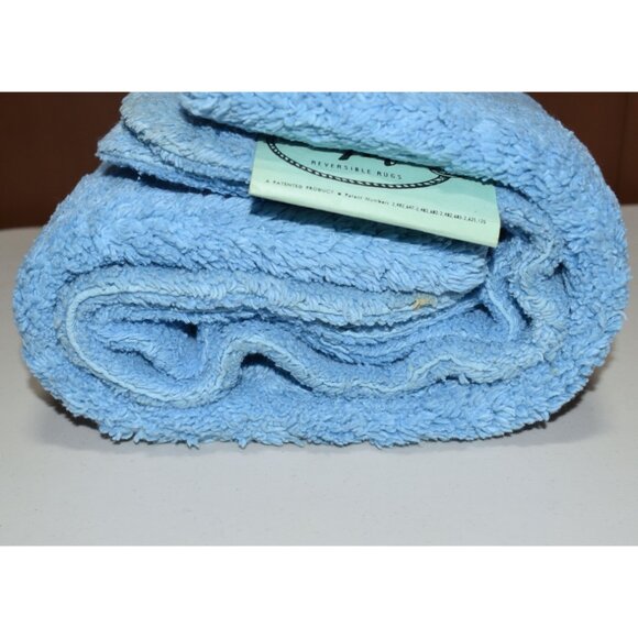 Vintage NWD Russell-Lacey Loop-n-Tuft Reversible Rug New Blue Cush 27" x 48" - Picture 3 of 9